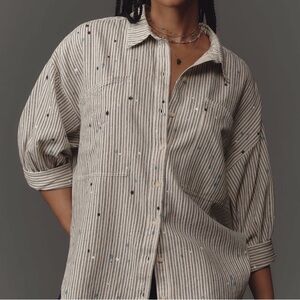 Anthropologie Pilcro stripped cotton button up shirt 3X